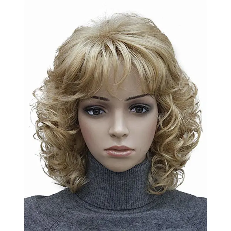 Longzhao European Style Synthetic Hair Wig Blonde Short Curly Wigs For White Women