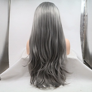 Longzhao Hot Selling Long Silky Straight Wig Cheap Ombre Brown Color Synthetic lace frontal Wigs For Black Women