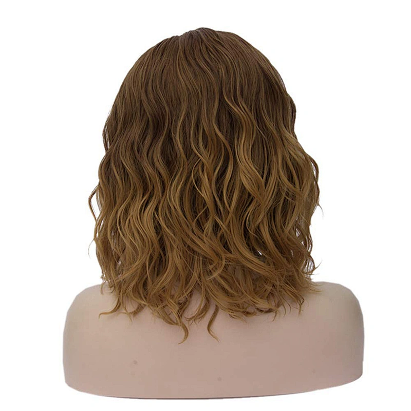 Longzhao Wholesale Side Part Short Curly Wavy Ombre Blonde Color Synthetic Bob Wigs For Black Women Heat Resistant Fiber