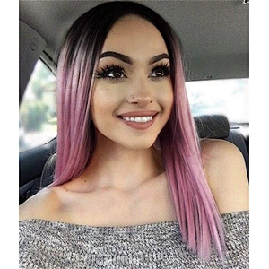 Longzhao Beauty  Afro Synthetic Ombre Pink Bob Wigs Short Silky Straight Bob Wigs For Black Women