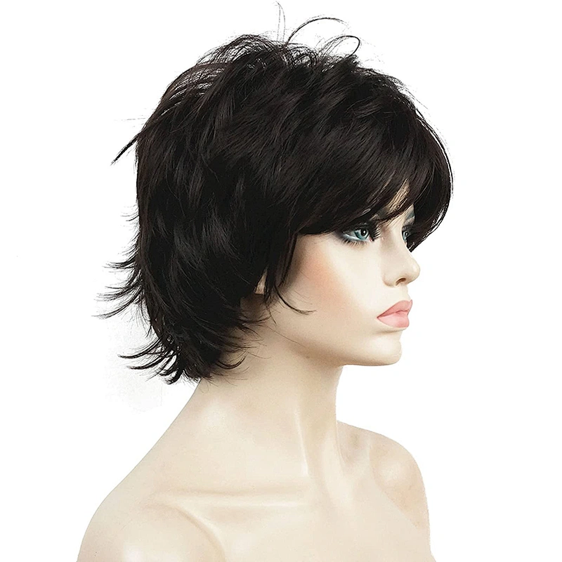 Longzhao Wholesale Short Straight Synthetic Black Pixie Cut Wig For Black Women