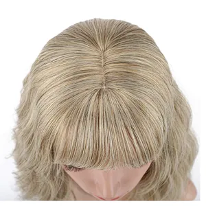 Longzhao Beauty Hot Selling Afro Synthetic Blonde Mixed Brown Bob Wig Short Kinky Curly Bob Wigs With Bangs For Black Women
