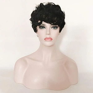 Longzhao Wholesale Heat Synthetic Resistant Short Pixie Cut Brown Wig Top Quality Afro Kinky Curly Wigs For Black Women