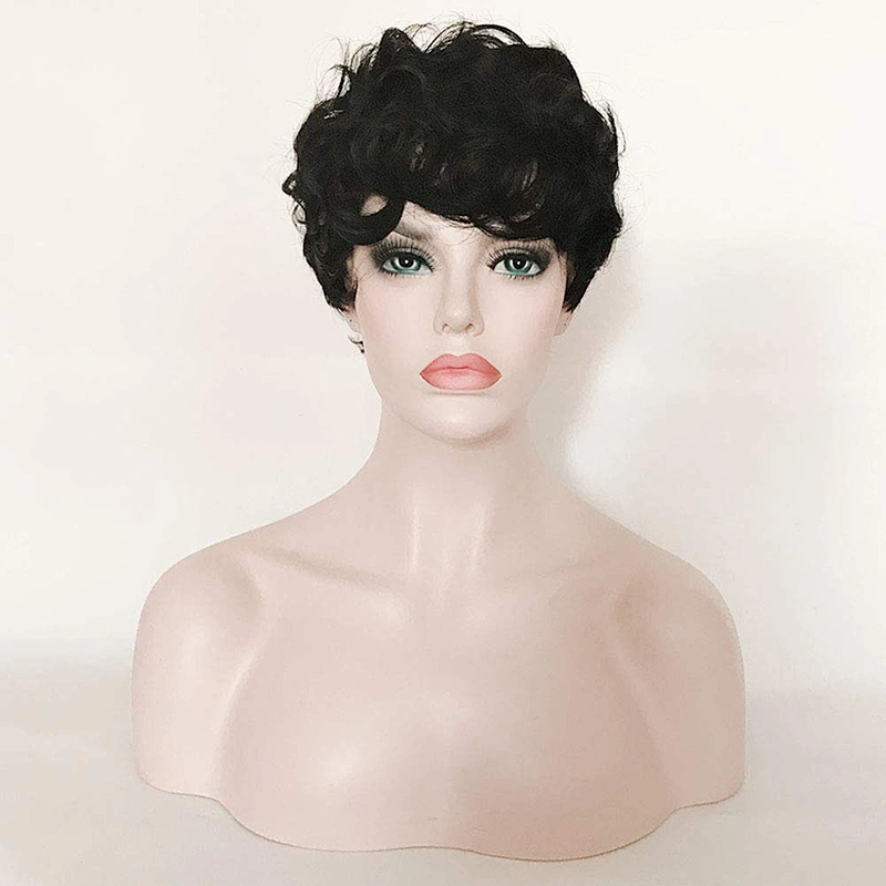 Longzhao Wholesale Heat Synthetic Resistant Short Pixie Cut Brown Wig Top Quality Afro Kinky Curly Wigs For Black Women
