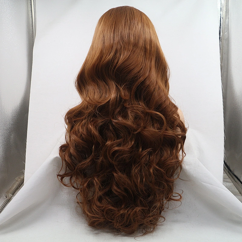 Long curly Wave High Temperature Synthetic Fiber Wigs For Black Women Long Wavy Gray Middle Part Machine Made  lace frontalWigs