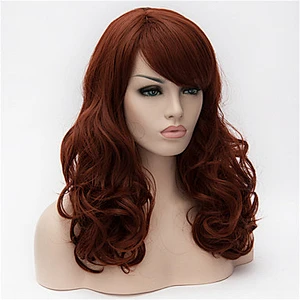 Longzhao wholesale synthetic hair long Body wave brown fashion big curly wigs synthetic hair wig for women
