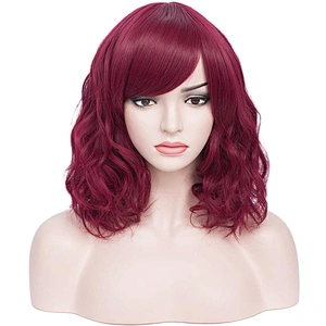 Longzhao Beauty Hot Selling Synthetic Short Ombre Red Bob Wigs Afro Short Curly Wavy Bob Wigs For Black Women