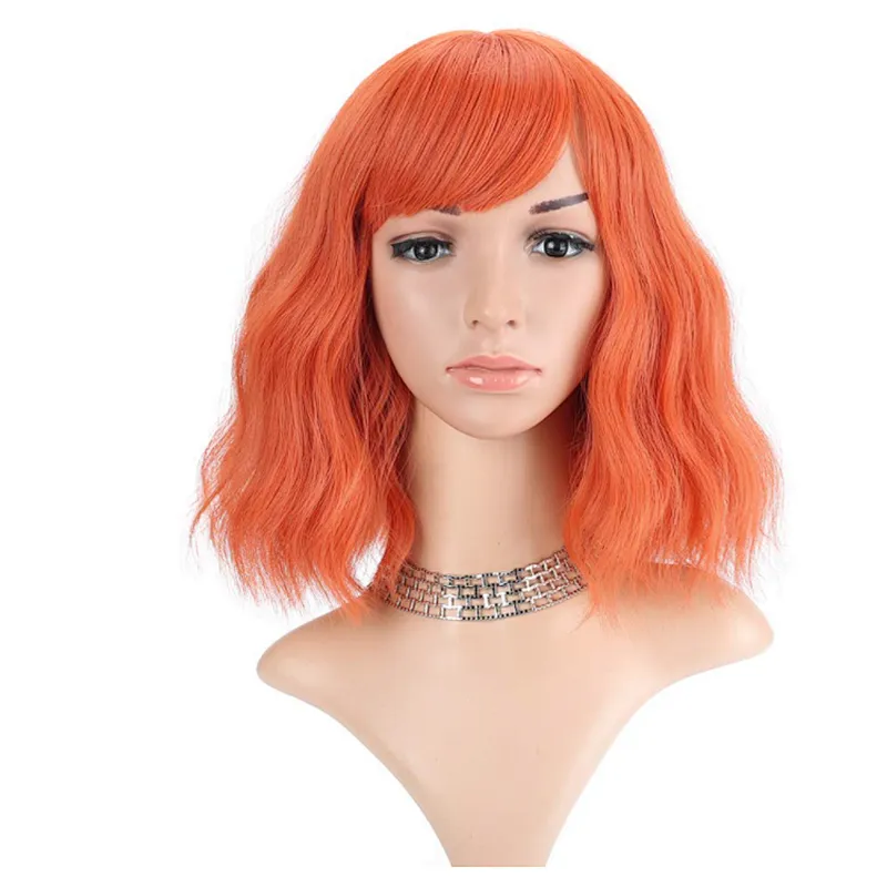Longzhao Beauty cosplay colorful water wave Wholesale factory price kinky curly synthetic short hair wigs for women