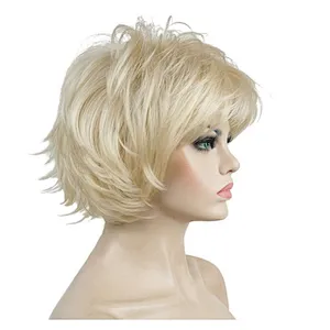 Longzhao Afro Kinky Curly Pixie Cut Short Hair Wigs Blonde Fluffy Wigs Synthetic Cosplay Wigs For Black Women