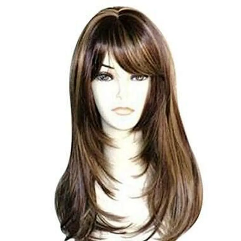 Longzhao Hot sale gold brown Synthetic hair body wave long curly hair for women