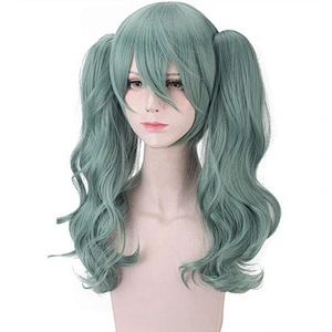 Longzhao long water wave green color wigs for cosplay and put on performance