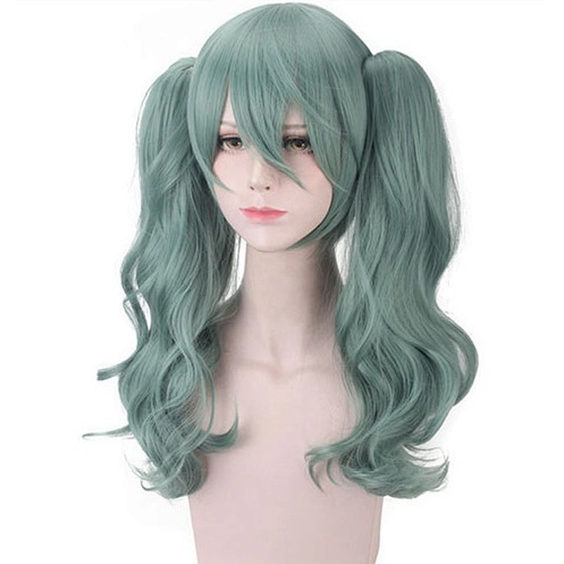 Longzhao long water wave green color wigs for cosplay and put on performance