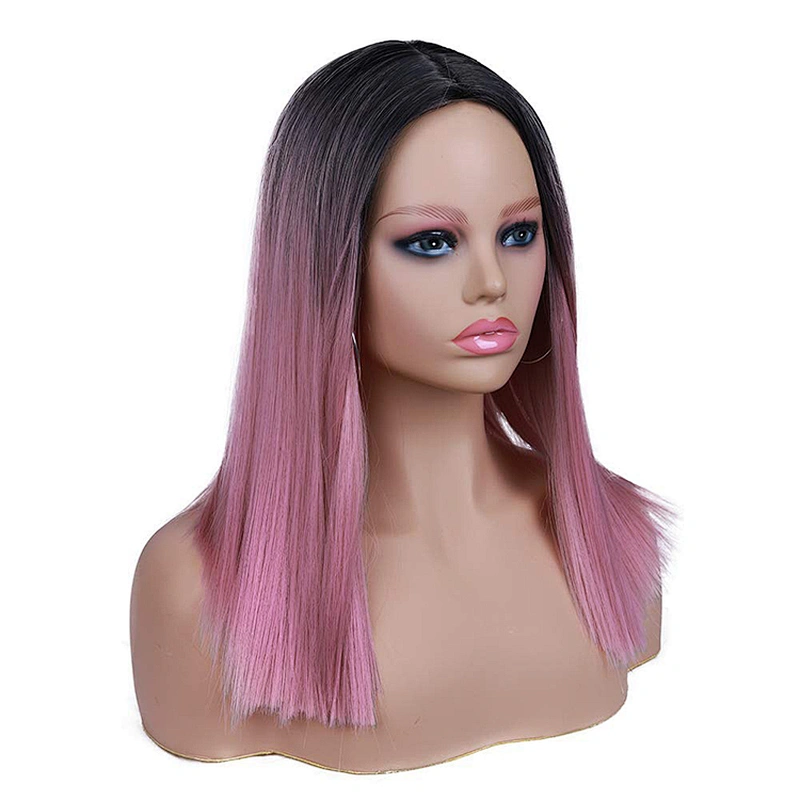 Longzhao Beauty  Afro Synthetic Ombre Pink Bob Wigs Short Silky Straight Bob Wigs For Black Women