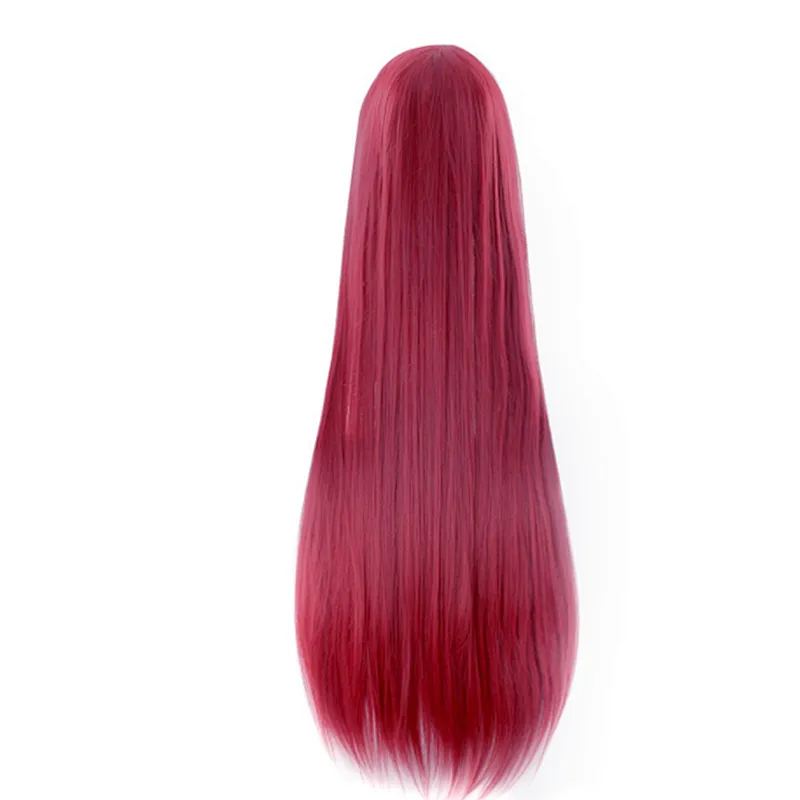 Longzhao Synthetic Long Silky Straight Wave Wigs For Women Black Mixed Wine Red Color Wigs With Bangs Heat Resistant Fiber