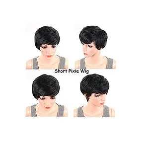 Longzhao Heat Resistant Synthetic Fiber Kinky Curly Wigs For Black Women Natural Black Afro Short Curly Wigs
