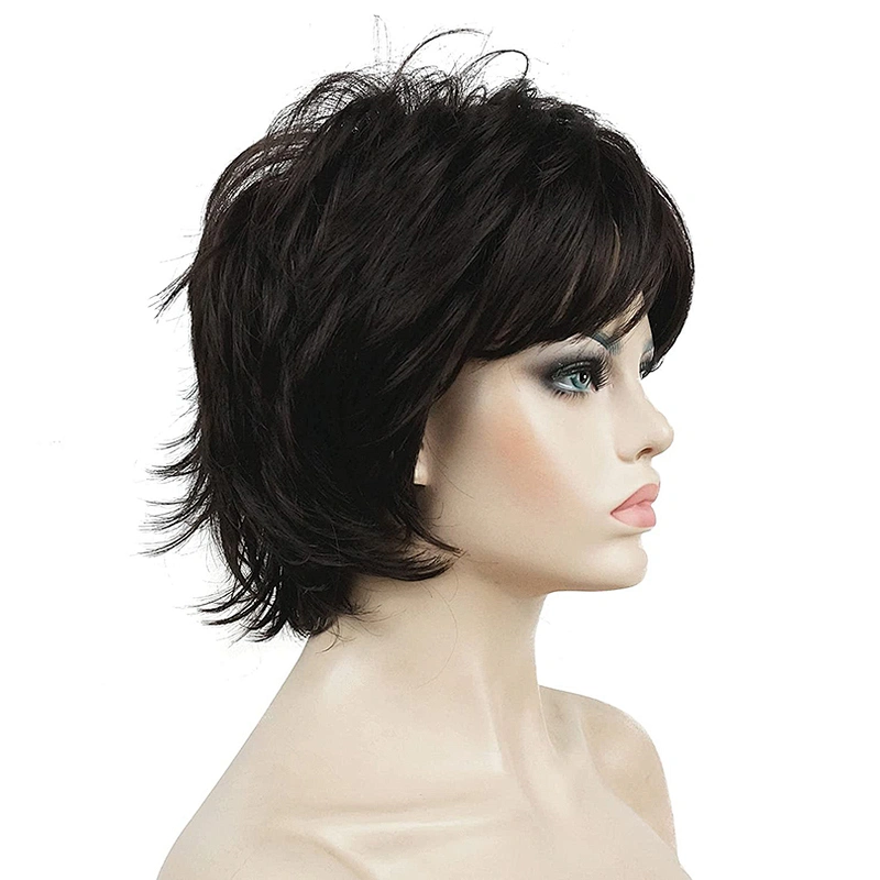 Longzhao Wholesale Short Straight Synthetic Black Pixie Cut Wig For Black Women