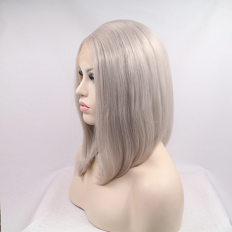 Natural Straight 13*3 inch Light Blonde Synthetic Bob Hair Wigs Middle Part  Long Wavy Wigs Cosplay lace frontal  Wigs For Women
