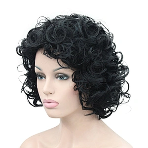 Black Fluffy African Curly Short Synthetic For Women Afro Kinky Natural American Female Hair Cosplay Wigs