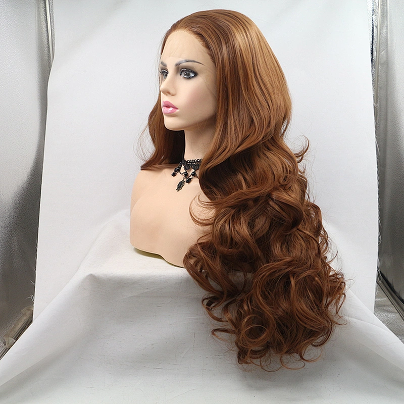 Long curly Wave High Temperature Synthetic Fiber Wigs For Black Women Long Wavy Gray Middle Part Machine Made  lace frontalWigs