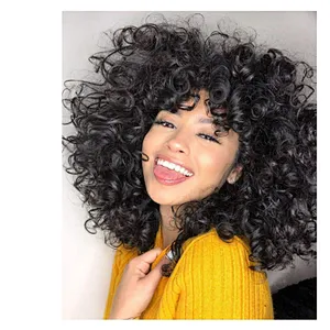 Hot Kinky Curly Synthetic Wig Medium Wholesale Afro Long Black Wigs For Black Women Heat Resistant Fiber