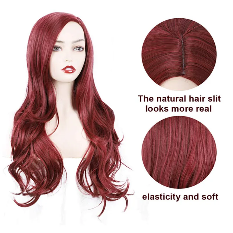 Longzhao Best Selling Long Body Wave Heat Resistant Synthetic Fiber Wigs For Women Long Wavy Middle Part Synthetic Wigs