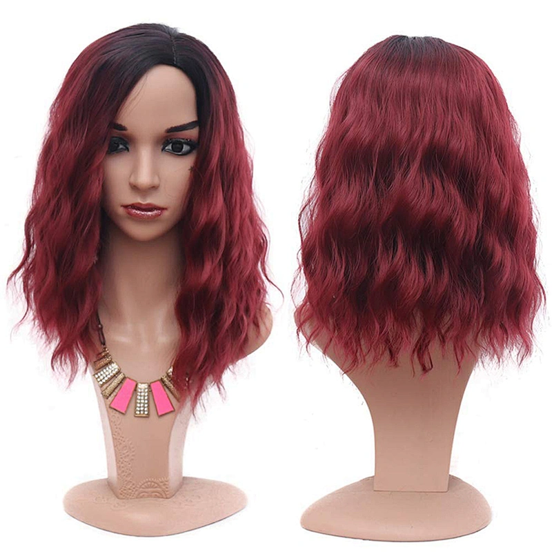 Longzhao Beauty  Hot Selling Synthetic Curly Wave Wine Red Wigs With Side Bangs Cheap Short Bob Wigs For Black Women