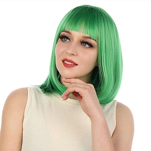 Longzhao Wholesale  Fashion Hot sale High Quality Cheap Colorful Short Synthetic BOB Wigs heat resistant synthetic hair wigs