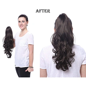 High Quality Vendors Long Kinky Curly Puff Wrap With Clips Drawstring Synthetic Ponytail Hair Extension
