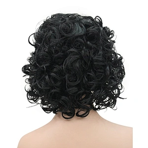 Black Fluffy African Curly Short Synthetic For Women Afro Kinky Natural American Female Hair Cosplay Wigs