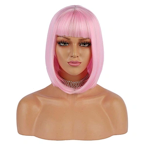 Longzhao Wholesale  Fashion Hot sale High Quality Cheap Colorful Heat Resistant Short Synthetic BOB Wigs synthetic hair