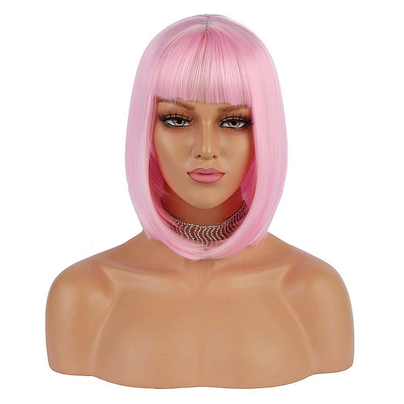 Longzhao Wholesale  Fashion Hot sale High Quality Cheap Colorful Heat Resistant Short Synthetic BOB Wigs synthetic hair