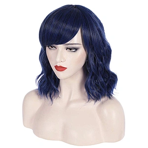 Longzhao Beauty  Hot Selling Cheap Synthetic Ombre Blue Wigs Women's Short Curly Heat Resistant Wigs