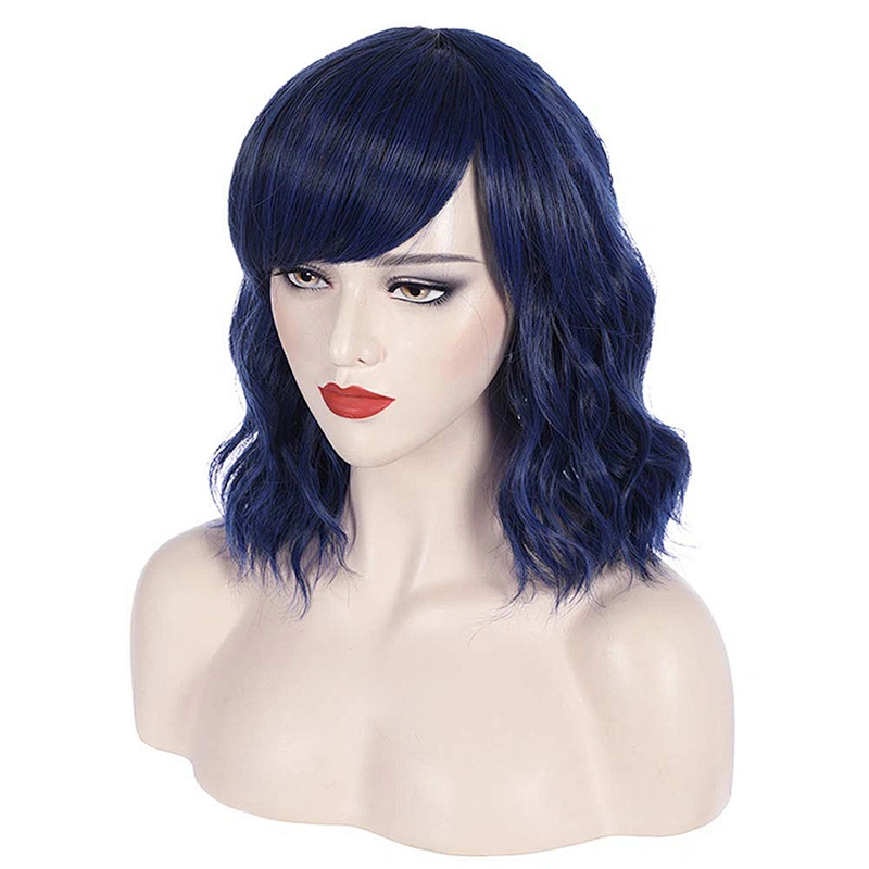 Longzhao Beauty  Hot Selling Cheap Synthetic Ombre Blue Wigs Women's Short Curly Heat Resistant Wigs