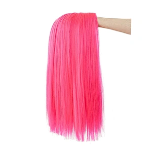 Longzhao Synthetic Heat Resistant Wigs For White Black Women Short Straight Pink Bob Middle Part Shoulder Length Hair Wigs