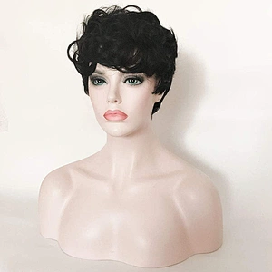Longzhao Wholesale Heat Synthetic Resistant Short Pixie Cut Brown Wig Top Quality Afro Kinky Curly Wigs For Black Women
