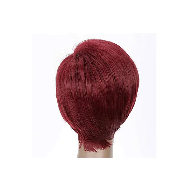Longzhao The Best Selling Synthetic Short Style Hair With Red Bangs Wigs For Women Straight Pixie Cut Wigs Heat Resistant Fiber