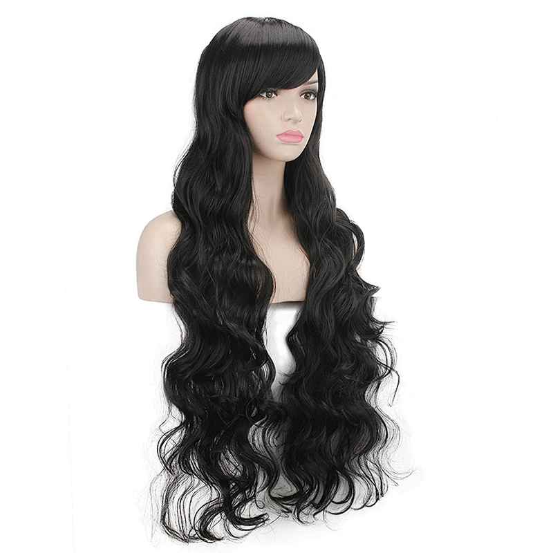 Synthetic Black Wigs Body Wave Hair Long Curly Hair Wigs For Black Women Heat Resistant Fiber hair wigs for black men