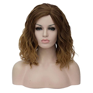 Longzhao Wholesale Side Part Short Curly Wavy Ombre Blonde Color Synthetic Bob Wigs For Black Women Heat Resistant Fiber