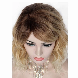 Afro Kinky Curly Short Bob 14 Inch Brown Wigs Wholesale Deep Curly Fluffy Synthetic Hair Wigs For Black Women