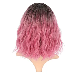 Longzhao Wholesale Synthetic Ombre Pink Heat Resistant Wigs Cheap Short Curly Wigs For Black Women