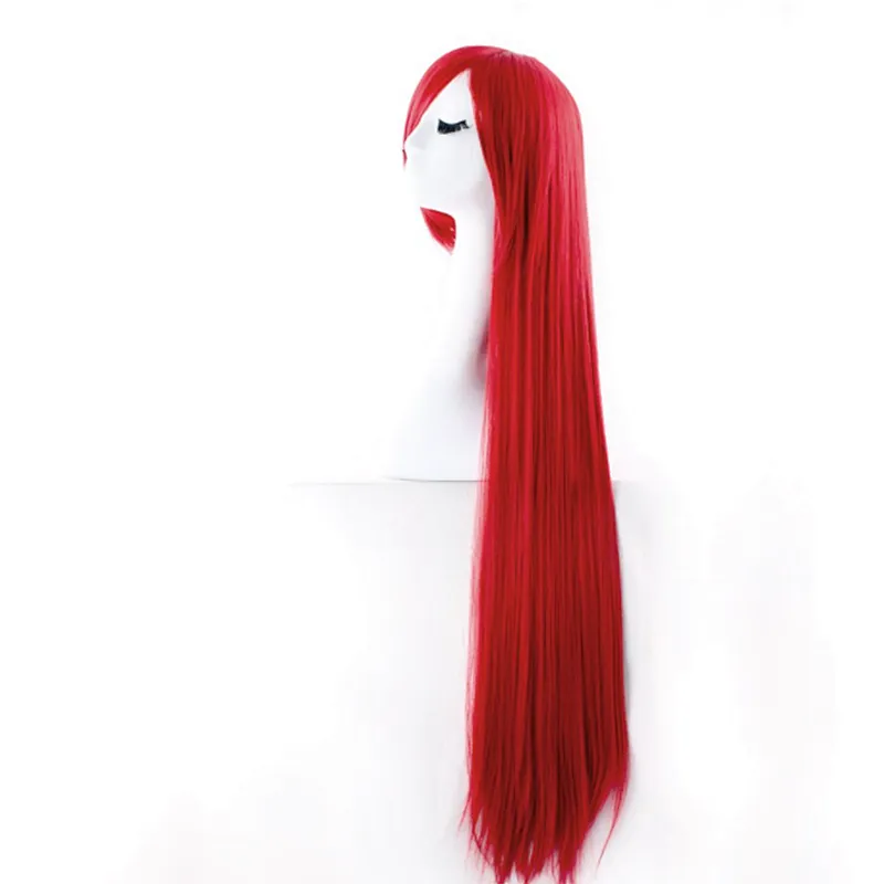 Longzhao Synthetic Long Silky Straight Wave Wigs For Women Black Mixed Wine Red Color Wigs With Bangs Heat Resistant Fiber