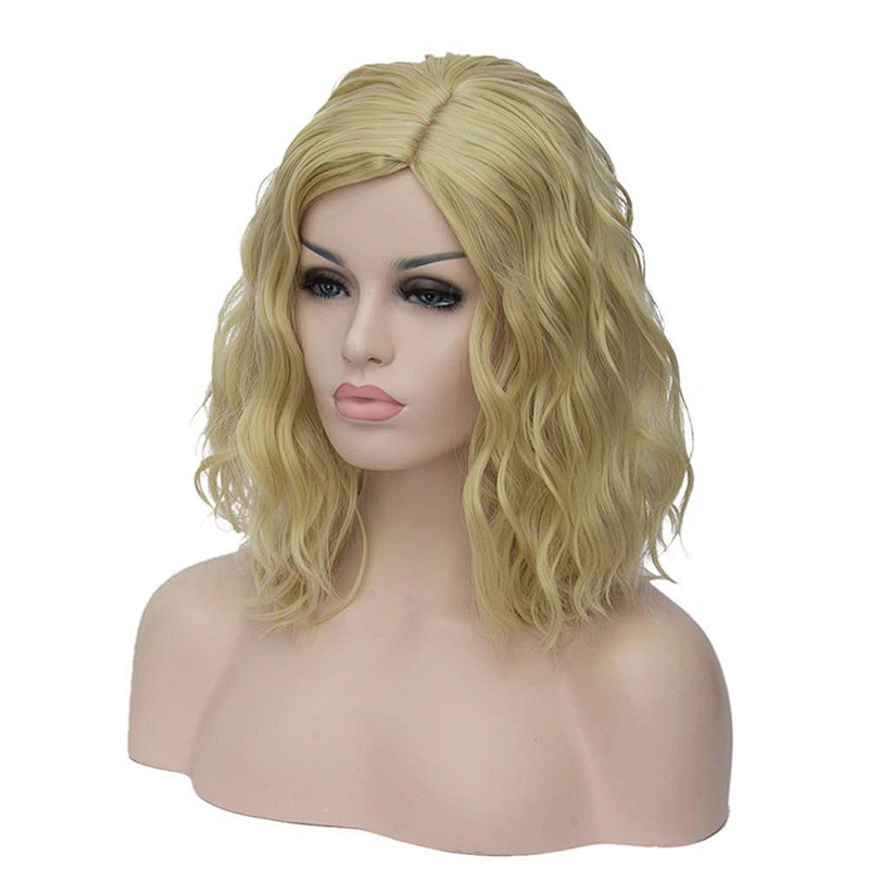 Longzhao Beauty Bob Short Afro Vendor Cheap Wholesale Kinky Curly 613 Blonde Wig With Bangs For Black Women Synthetic Hair Wigs