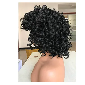 Longzhao Heat Resistant Fiber Afro Curly Wig Vendors Short Kinky Curly Synthetic Wigs For Women Short Bouncy Curly Fiber Wigs