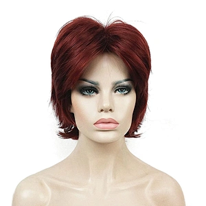 High Temperature Pixie Cut Wig Short Straight Black Wigs Wholesale Synthetic With Bangs For Black Women
