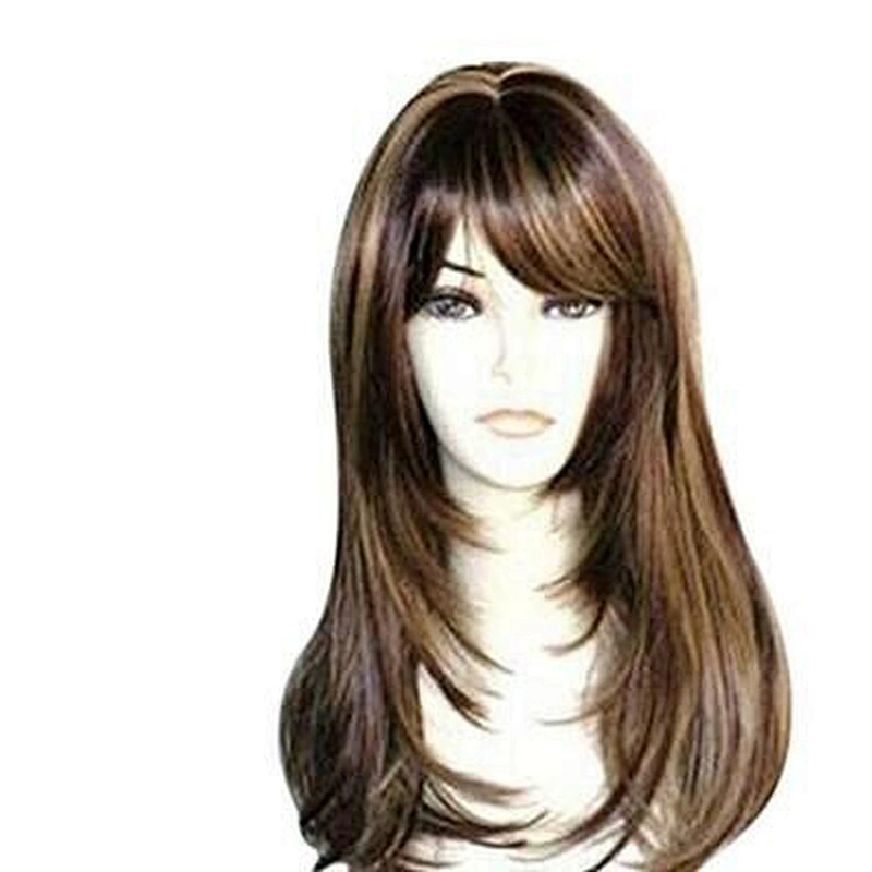 Longzhao Hot sale gold brown Synthetic hair body wave long curly hair for women