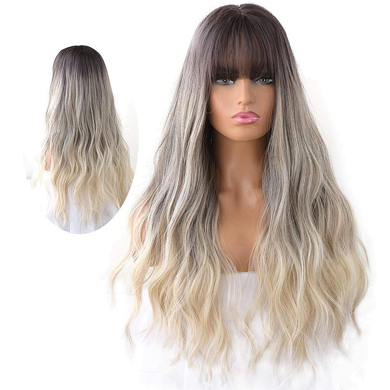 Longzhao Wholesale Cosplay Ombre Blonde Hair Wigs For Black Women Long Curly Synthetic Wigs