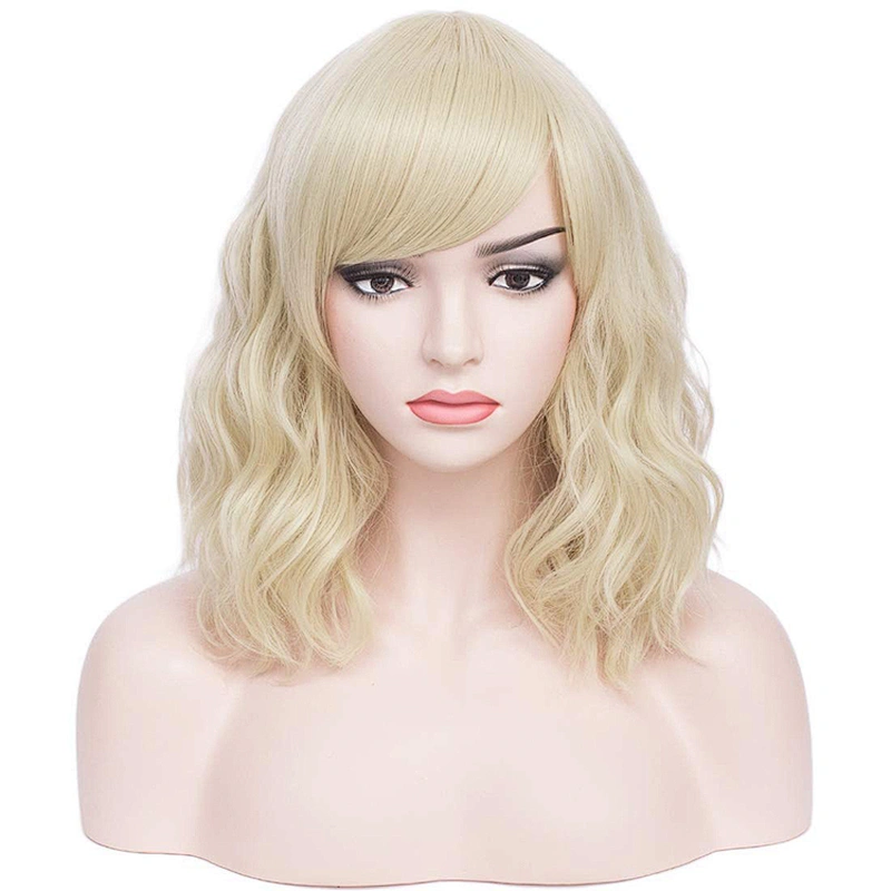Cheapest Wholesale Vendor Afro Kinky Curly 613 Blonde Short Bob Wig With Bangs For Black Women Synthetic Hair Wigs