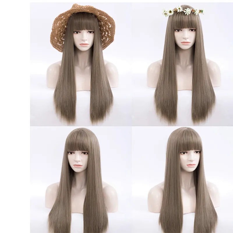 Long Straight Ombre Blonde Hair Synthetic Wigs For Black Women Cosplay Wig