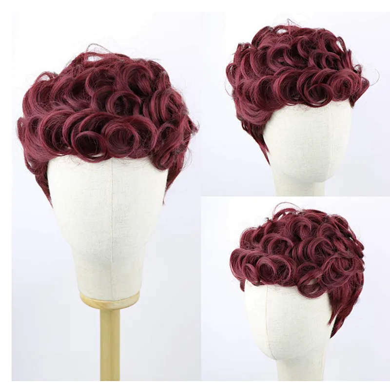 Longzhao 6 Inch Afro Wigs For Black Women Short Fluffy Synthetic Red Glueless Cosplay Hair Wigs For Christmas Party