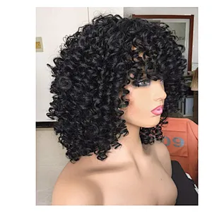 Hot Kinky Curly Synthetic Wig Medium Wholesale Afro Long Black Wigs For Black Women Heat Resistant Fiber